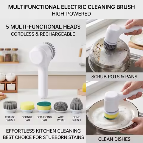 New Household Kitchen 2nd Gear Electric Spin Scrubber Cordless Shower Room Scrubber Cleaning Brush w