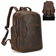 New Arrivals Genuine Leather Backpack Man Real Cowskin Travel Bag Male Vintage Fit 17 Inch Laptop Backpack School Bag Daypack