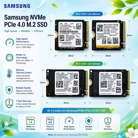 Samsung OEM PCIe 4.0 NVMe M.2 2230/2242 Internal SSD High-Speed 128GB 256GB Solid State Drive for Co