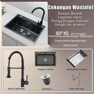 Royalstar Kitchen Sink Bar Set Lengkap Black/Wastafel Stainless  Steel Hitam 304 Dengan Kran Angsa F