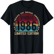 Men's cotton T-shirt 40 Year Old Gifts Vintage 1986 Limited Edition 40th Birthday T-Shirt
