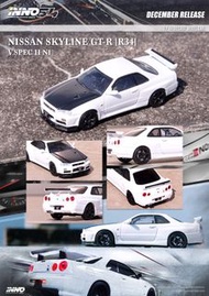 [預購] Inno64 1/64 NISSAN SKYLINE GT-R (R34) V-Spec II N1 White with carbon hood
