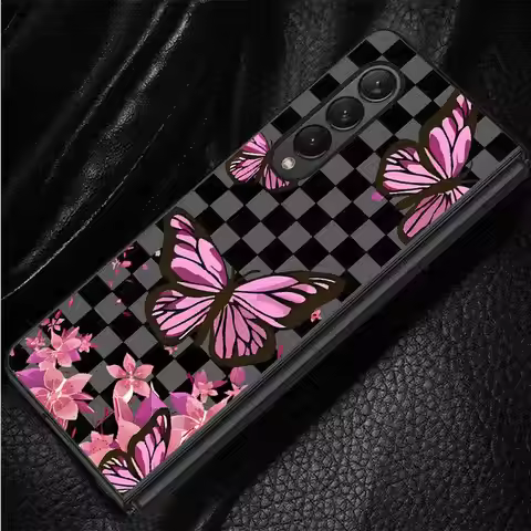 Black Flower Cases for Samsung Galaxy Z Fold6 Z Fold3 ZFold4 Z Fold5 5G Z Fold4 5G Coque Bumper Shoc