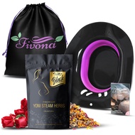 Fivona 3-in-1 Yoni Steam Kit Black - Foldable Over The Toilet Steamer Seat with Herbal Blend and Sto