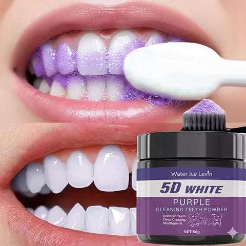 Purple Teeth Whitening Powder - Charcoal Deep Clean & Stain Removal, Fresh Breath, Winter Oral Care 