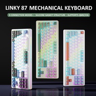 ElecFox LINKY 87 TKL Customized Mechanical Keyboard 87 Keys Wired & Wireless Bluetooth LED Gaming Ke