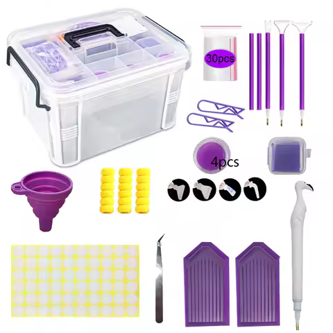 48 Bottles Diamond Painting Tools Storage Box with Funnel Sticker Pen Diamond Painting Embroidery Ac