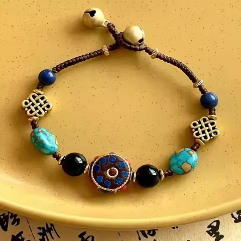 Tibetan Ancient Method Woven Braided Bracelet Bohemian Coco Exotic Bell Women Bracelet Nepal Hand Ro