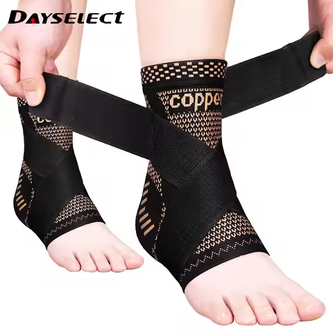 Adjustable Copper Compression Ankle Support Sleeve for Achilles Tendonitis, Plantar Fasciitis-Eases