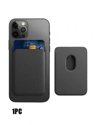 磁性手機卡片支架卡片支架，適用於手機背面信用卡支架磁性卡片錢包支架，適用於Magsafe IPhone 14 Pro Max / Pro / Plus IPhone 13 Pro Max / Pro / Mini IPhone 12 Pro Max / Pro / Mini Pu 皮革手機殼，強力磁鐵可用於信用卡 - 黑色禮品配件禮品手機吸附卡片套