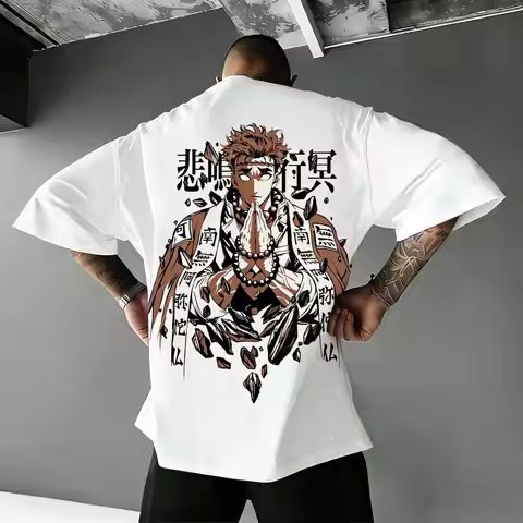 Gyomei Himejima Anime Graphic T Shirt Men Women Short Sleeve Tee Demon Slayer 2026 Summer New Street