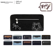Louis Montini (Jeans) กระเป๋าสตางค์ผ้ายีนส์ ซิปรอบ ปะหนังแท้ด้านหน้า Women's wallet WL32