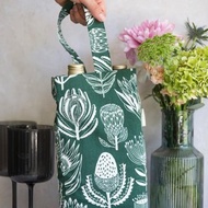 南非 aLoveSupreme 文青手繪紅酒袋_非洲植物王國_白色鼠尾草綠底