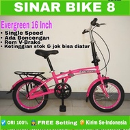 Ready Sepeda Lipat Evergreen 16 Inch Boncengan - Velg Alloy