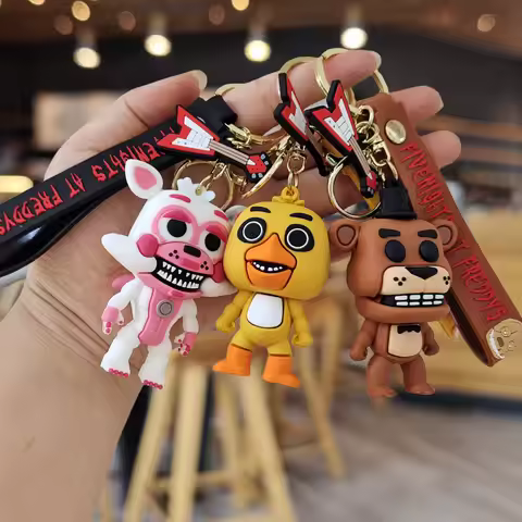 Lovely New FNAF Keychain Anime Freddy Cartoon Animal Fnaf PVC Keyholder Car Key Backpack Decor Penda