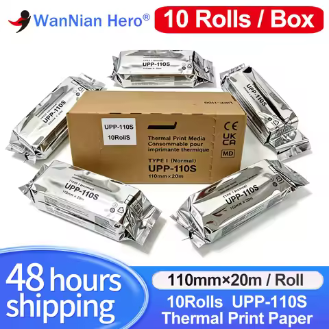 10 pcs 110mm x 20m UPP-110S Compatible Thermal Paper Smooth Ultrasound Printer Paper For Sony UP-890