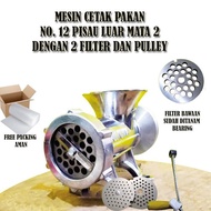 READY Mesin Cetak Pelet Pakan Ayam Mini ukuran 12 Tanam Bearing Filter