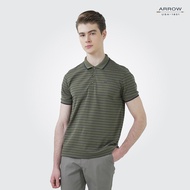 ARROW POLO เสื้อยืดโปโล ทรง SMART FIT ผ้าCotton 100% สีกรม MPCM211