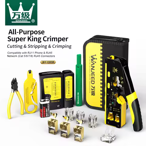 RJ45 Crimping Tool WANJEED All-In-One RJ45 Crimping Tool, for Cat5e/Cat6/Cat6A/Cat7/Cat8 Connectors,