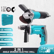 angle grinder Professional Electric Grinder and Drill Set Rechargeable Electric Drill With Hammer Drill Grinder Set (2 in1 New)