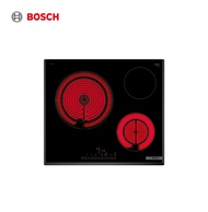 Bosch PKK651FP8E Built In Radiant Ceramic Hob 3 cooking zones, 60cm width,17 heating methods, Timer with shut-off function,32amp connection, 2 years local warranty.