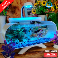 1 Set lengkap Aquarium Mini /Akuarium akrilik Lengkap Dengan mesin Oxygn Filter sirkulasi air mancur Plus Batu bunga Hias tinggal pakai (B01)