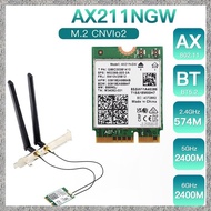 (DGHV) Wireless Network Card AX211NGW+Dual Antenna WiFi 6E M.2 Key E CNVio2 2.4Ghz/5Ghz 802.11Ac Blu