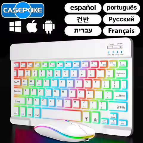 CASEPOKE Portable Slim Silent Tablet Keyboard Rechargeable Backlit Wireless Bluetooth Keyboard For i