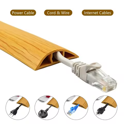 1PC 1m/39.37in Pvc Floor Cord Cover Self-adhesive Power Cable Protector Extension Electric Wire Duct