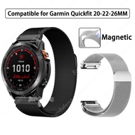 Magnetic Stainless Steel Quickfit Strap For Garmin Fenix 8 7 E 7S 6 5 5X Instinct 3 Descent mk 2 For
