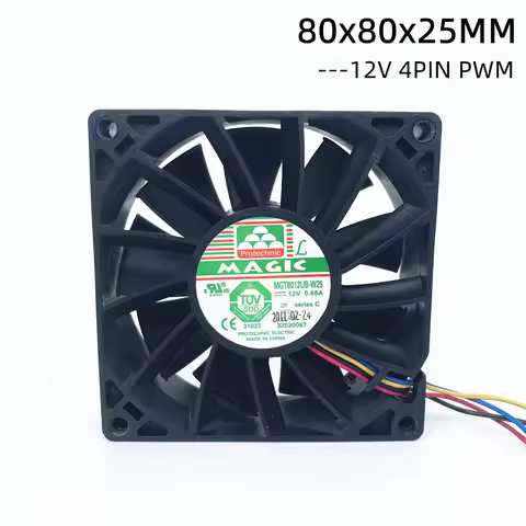MAGIC Dual Ball Bearing 8025 80MM 80x80x25MM Server Cooling fan MGT8012UB-W25 DC 12V 0.66A 5400RPM W