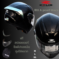 Sale!!!  หมวกกันน็อคหุ้มคางZEUS ZS-811A สีดำเงา ฟรี!! สปลอยเลอร์ ชิลด์ปรอทเงิน และถุงใส่หมวก