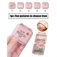6-Compartment Portable Mini Pill Box, Pink Small Medicine Box Printed With "Medicine" Letter, Can St