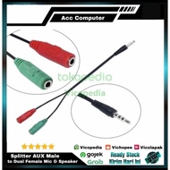 Splitter Cable AUX Male to RCA Female Audio Jack 3.5mm 35cm Mic Speaker