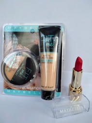 SET PROMO - PAKET Maybelline/Haniku FITme Matte + Poreless Powder And Foubdation + Lipstik