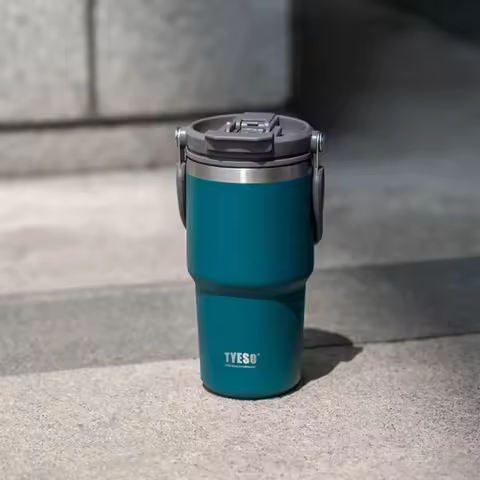 Tyeso Stainless Steel Thermos Cup Large Capacity Water Bottle Leakproof Double Layer Insulated Cup C