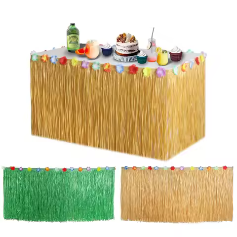 100X60CM Tropical Luau Grass Table Skirt Luau Party Tiki Hawaii Theme Summer Beach Birthday Party De