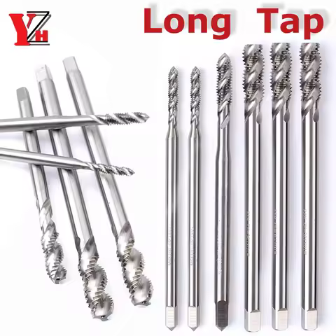 HSS Extended Long Shank Thread Tap M2-M33 Metric Spiral Flute Taps 100 120 130 150 160 200 250mm Len