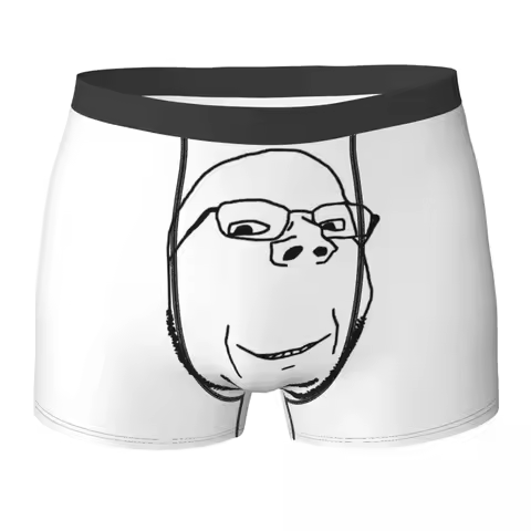 Boxer Underpants Shorts Smiling Wholesome Wojak Soyjak Panties Men Soft Underwear for Homme Man Boyf