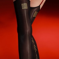 G Oily Printed Sling Socks Ultra-Thin Greasey Silky Contrast Color Sexy Black Silk Aurora Garter Soc