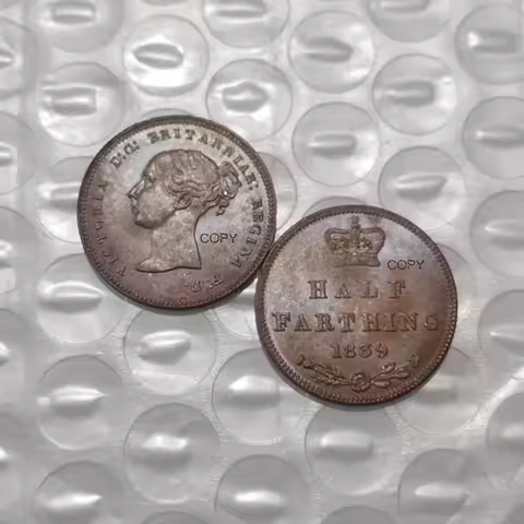 Reproduction UK 1839-1856 0.5 Farthing Copper Commemorative Coins