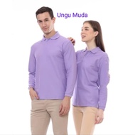 (UNGU MUDA ) Kaos kerah lengan panjang FO polos warna Ungu Muda / Kaos Kerah katun Premium/ Kaos Ke