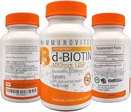 3-Pack High Dose Biotin (as d-Biotin, USP) 100mg (Equivalent to 100,000mcg) 90 Capsules, High Potenc