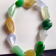 天然翡翠 緬甸 A玉 玉珠 玉鏈 手鏈 • 冰種多彩隨形翡翠手串