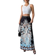 Boho Paisley Floral Skirt - High Waist Flowy Casual | Spring & Summer Fashion - 21243