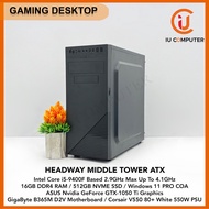 HEADWAY MIDDLE TOWER ATX GAMING INTEL CORE I5-9400F 16GB RAM 512GB NVME SSD GTX-1050TI USED DESKTOP 