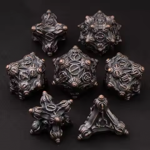 Machinery DND Metal Dice Set D&D, 7 Pcs Dungeon and Dragon Dice, Polyhedral Role Playing Dice RPG D2