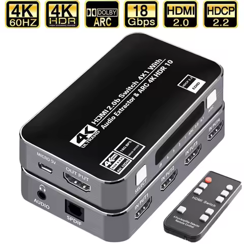 60Hz 4K HDMI Switch HDR HDMI ARC audio extractor HDMI 2.0 splitter switcher HDMI Switch audio extrac