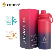 CIVAGO（32oz）Wide Mouth with Sport Lid Vacuum Insulated Tumbler Hot And Cold Drinking Water Bottle