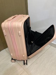 粉紅色前置開蓋行李箱，22吋行李箱，全新手提行李箱，登機行李箱，hand carry luggage